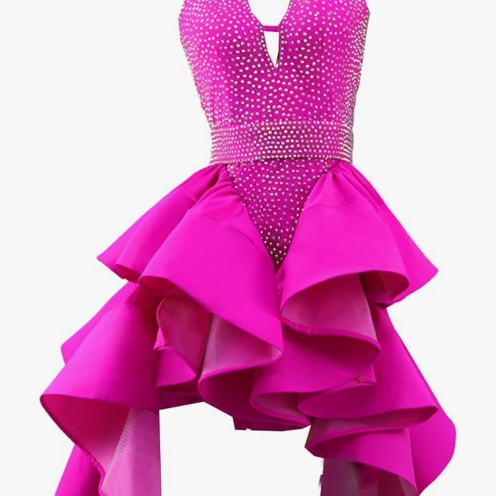 Vibrant Pink Ruffled Dress Worn Once.